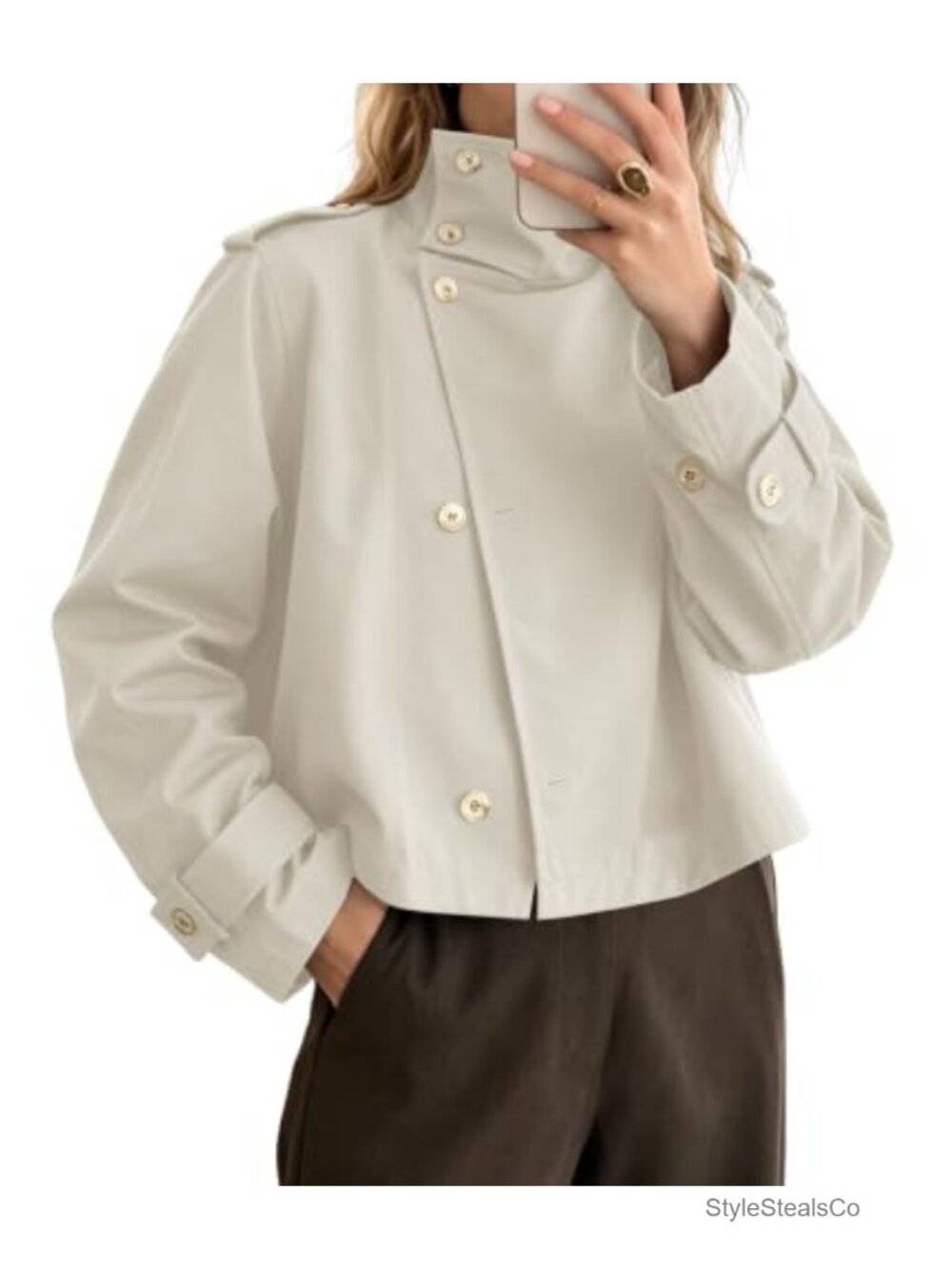 Cropped Trench Coat for Women Lightweight Water Resistant